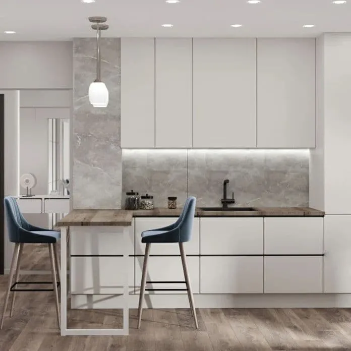 Kukhnia Z Barnoiu Stiykoiu V Svitlykh Tonakh Foto 57