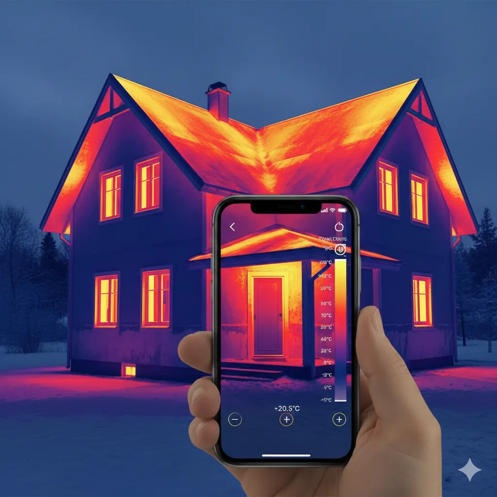  тепловізор показує, де будинок втрачає тепло