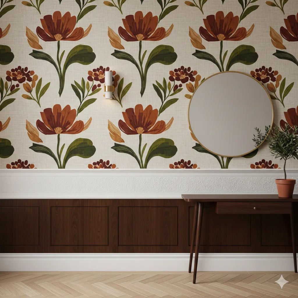 стилізовані квіти (Bloomcore) на шпалерах у коридор