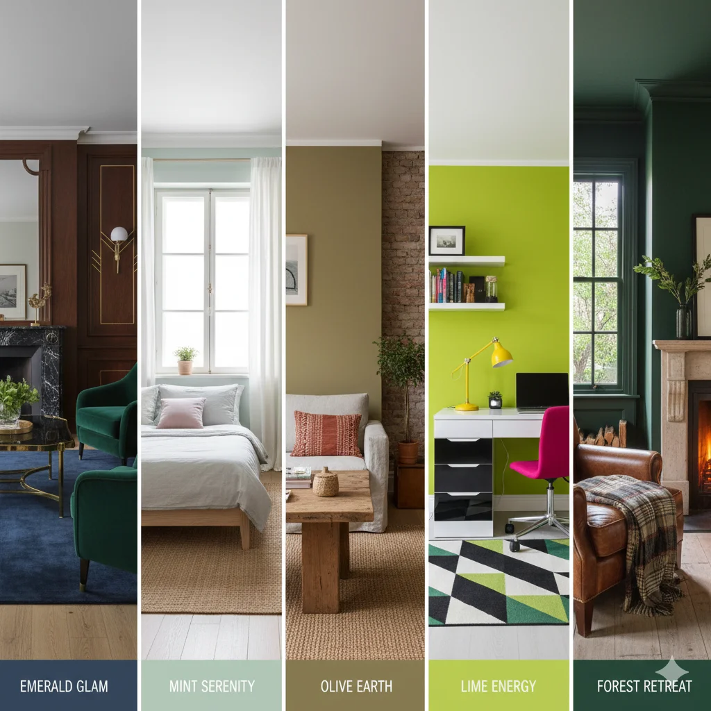 Поєднання зеленого кольору в інтер'єрі