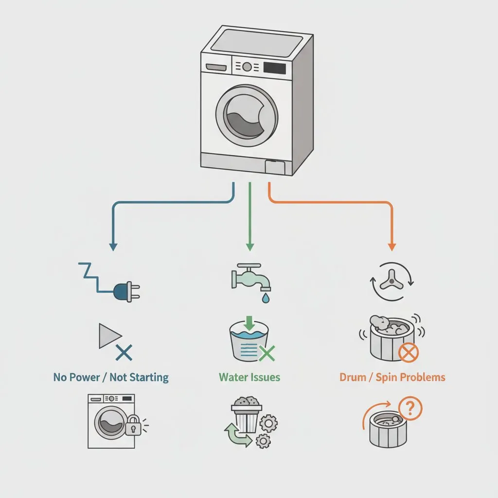Типові несправності сучасних пральних машин: як провести діагностику власноруч