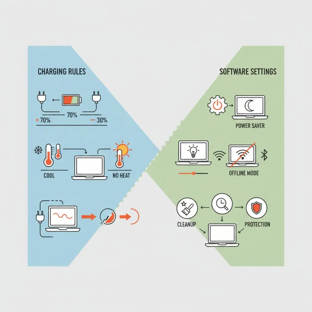 Як продовжити життя акумулятора ноутбука: правила зарядки та програмні налаштування